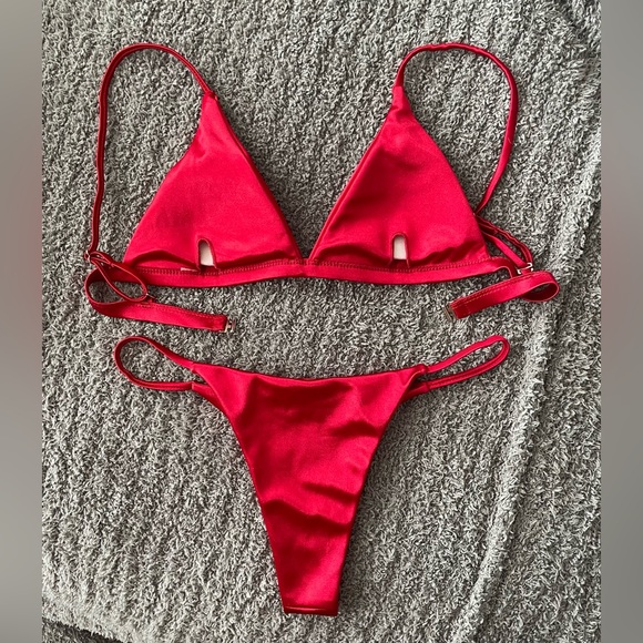 Red “Satin” Bikini—Small, Never worn! - Picture 2 of 6